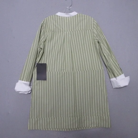 Tuckernuck Pomander Place Rohan Shirt Dress Small Green Stripe Pockets Shift NWT - Picture 11 of 13